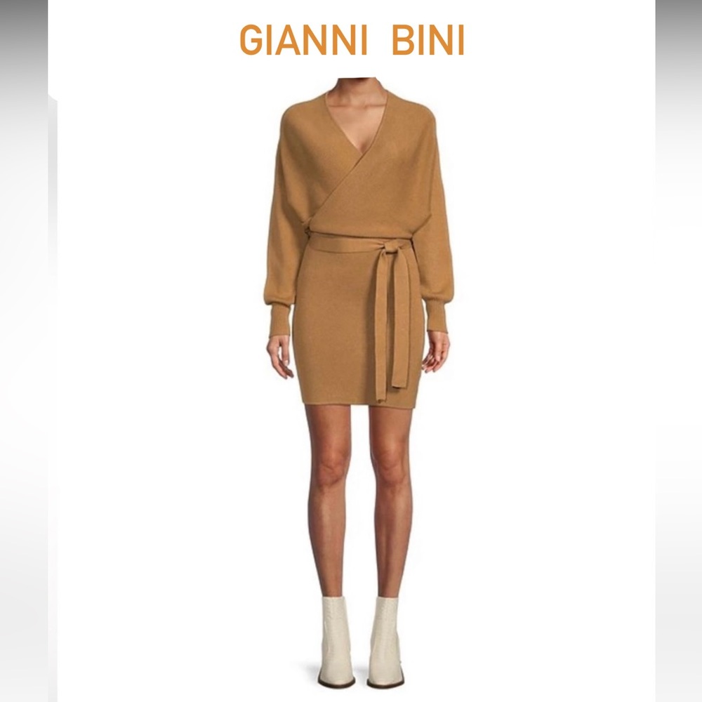 Gianni Bini , Alston V-Neck Long Sleeve Tie Waist Sweater Dress Sz:M